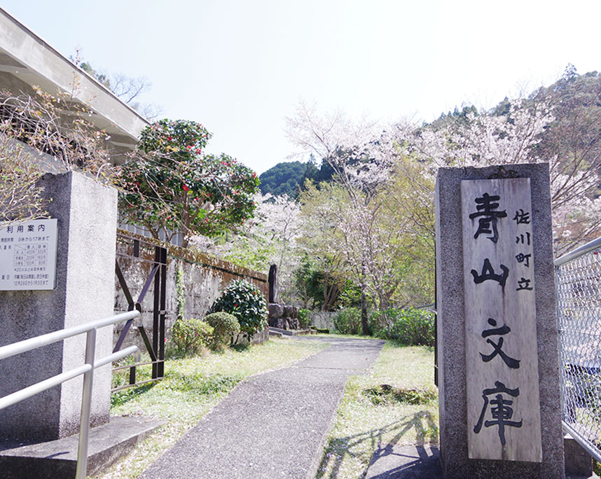 桜咲く佐川町立青山文庫