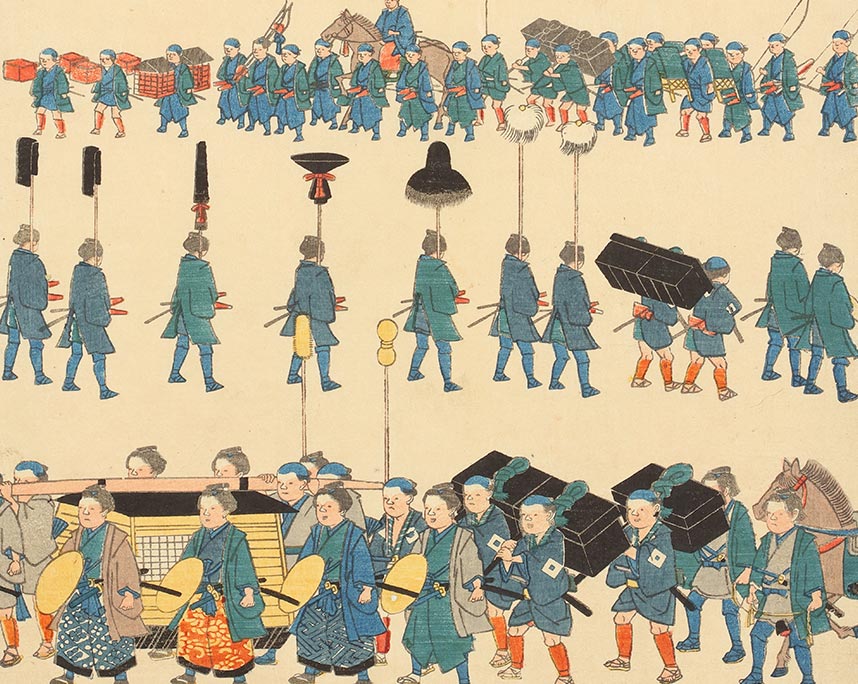 歌川重宣（二代歌川広重）「花廾曙錦の行烈」