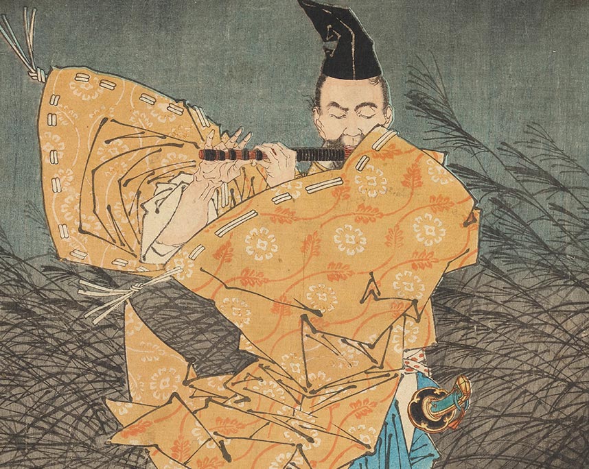 月岡芳年「藤原保昌月下弄笛図」