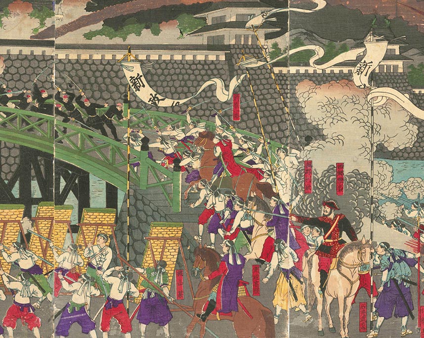 孟斎（歌川芳虎）『鹿児島の賊軍熊本城激戦図』