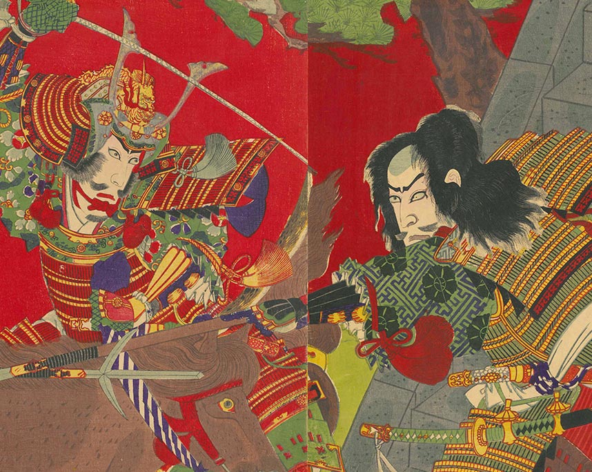 豊原国周『羽柴久吉　市川團十郎他』