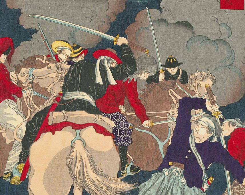 月岡芳年『近世八戦争　山城伏見』