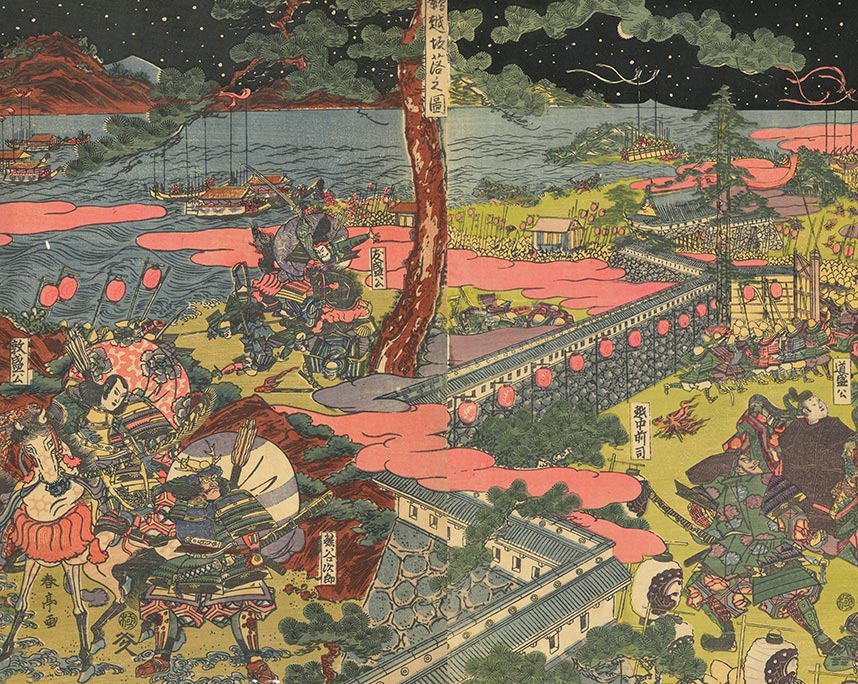 勝川春亭『鵯越坂落之図』