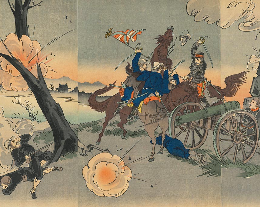 柳蛙（五代歌川国政）「日露戦争画報其八 我斥候隊ノ勇戦」