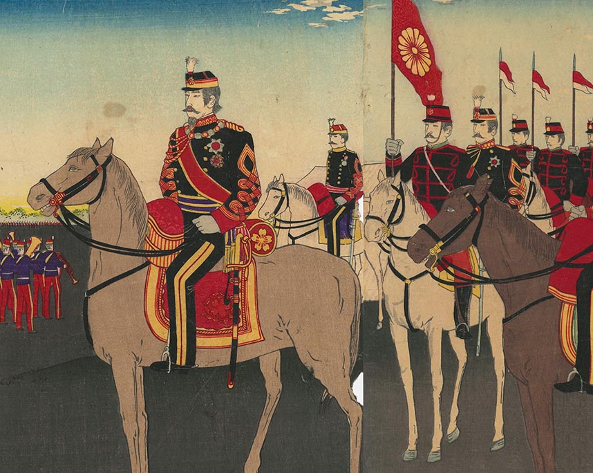 井上安治(探景)　観兵式天覧之図