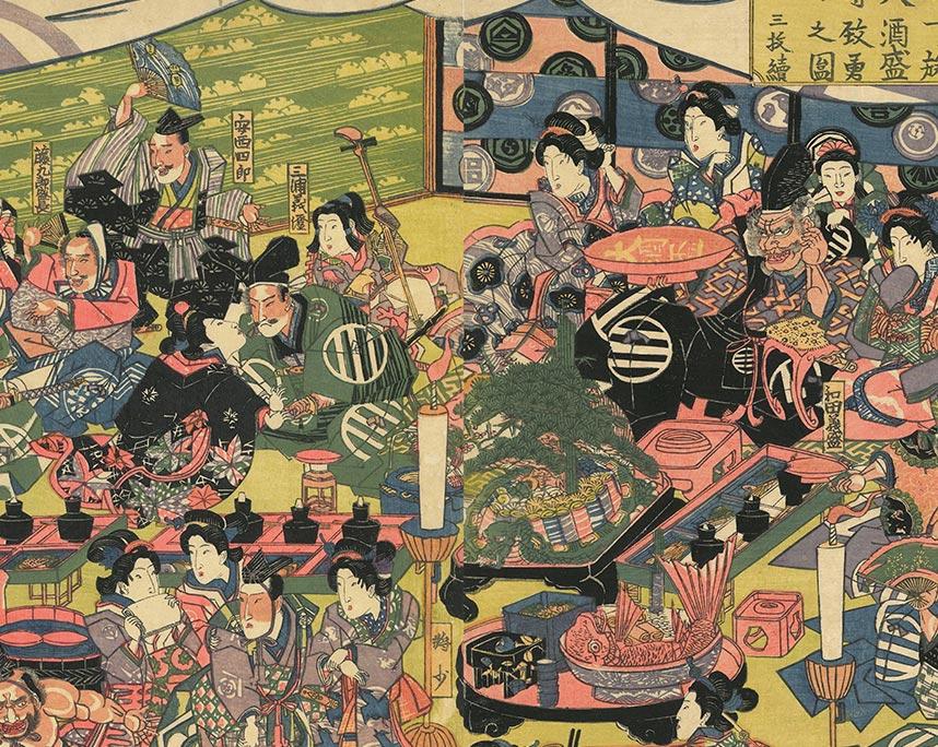 歌川安秀「鎌倉和田一族大酒盛時致勇力之図」