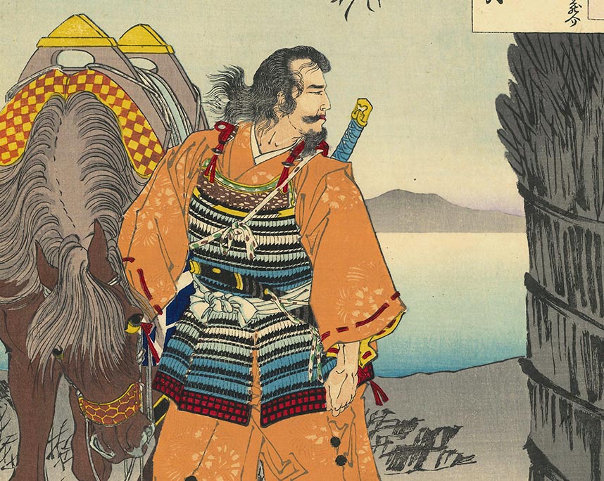 月岡芳年「月百姿　堅田浦の月　斉藤内蔵介」