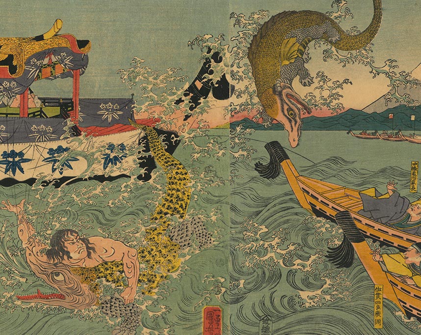 歌川国芳『源頼家公鎌倉小壺ノ海遊覧』