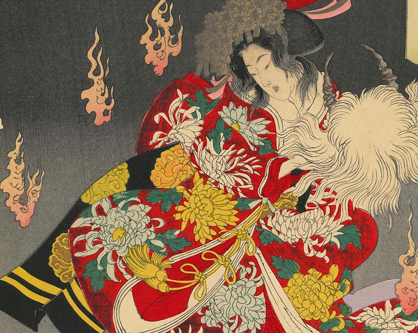 月岡芳年「新形三十六撰　二十四孝狐火之図」