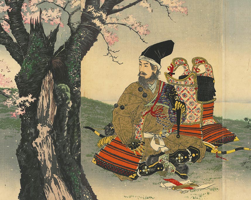 小林清親「小林清親木版画　平忠度短冊」