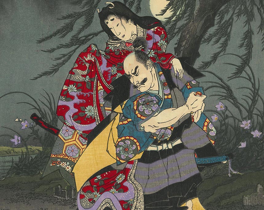 楊洲周延「雪月花　相州　鎌倉月　大森彦七」