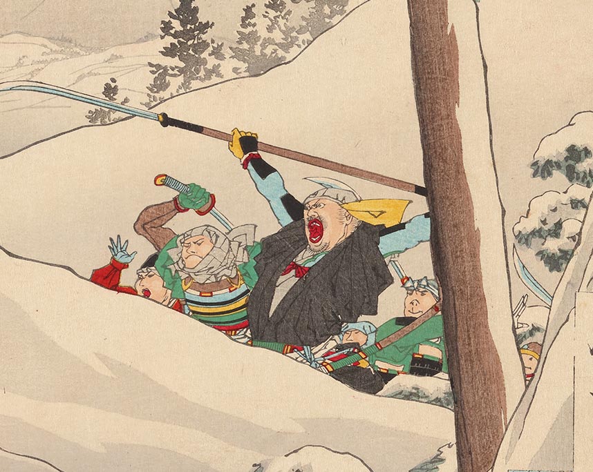 水野年方『源平雪月花ノ内　雪』-吉野山・佐藤忠信-