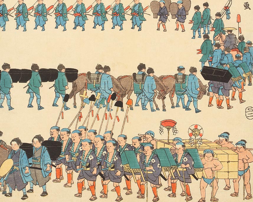 歌川重宣（二代歌川広重）「花廾曙錦の行烈」