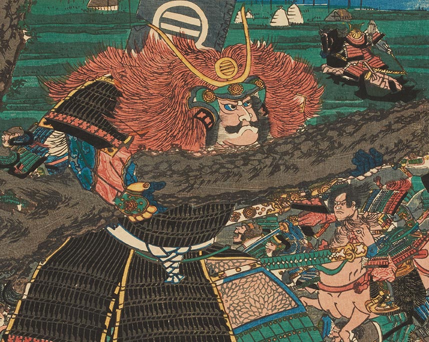 歌川芳虎「粟津合戦　巴御前」