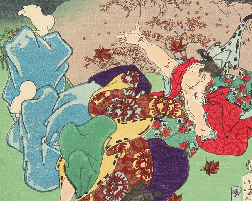 月岡芳年「美談武者八景　戸隠の晴嵐」