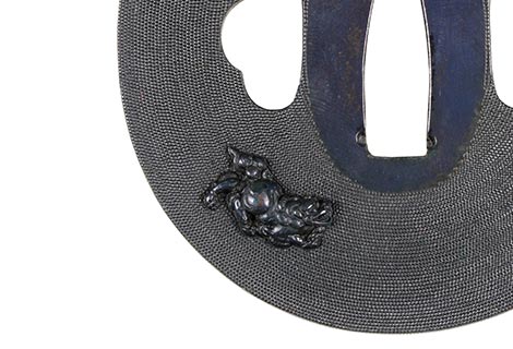 守袋獅子図大小鍔 銘 後藤光熙（大）