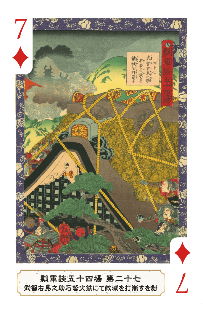 第二十七 武智右馬之助石弩火鉄にて敵城を打崩す